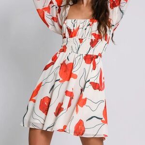 Hutch Design Bertie ivory and red dress size small